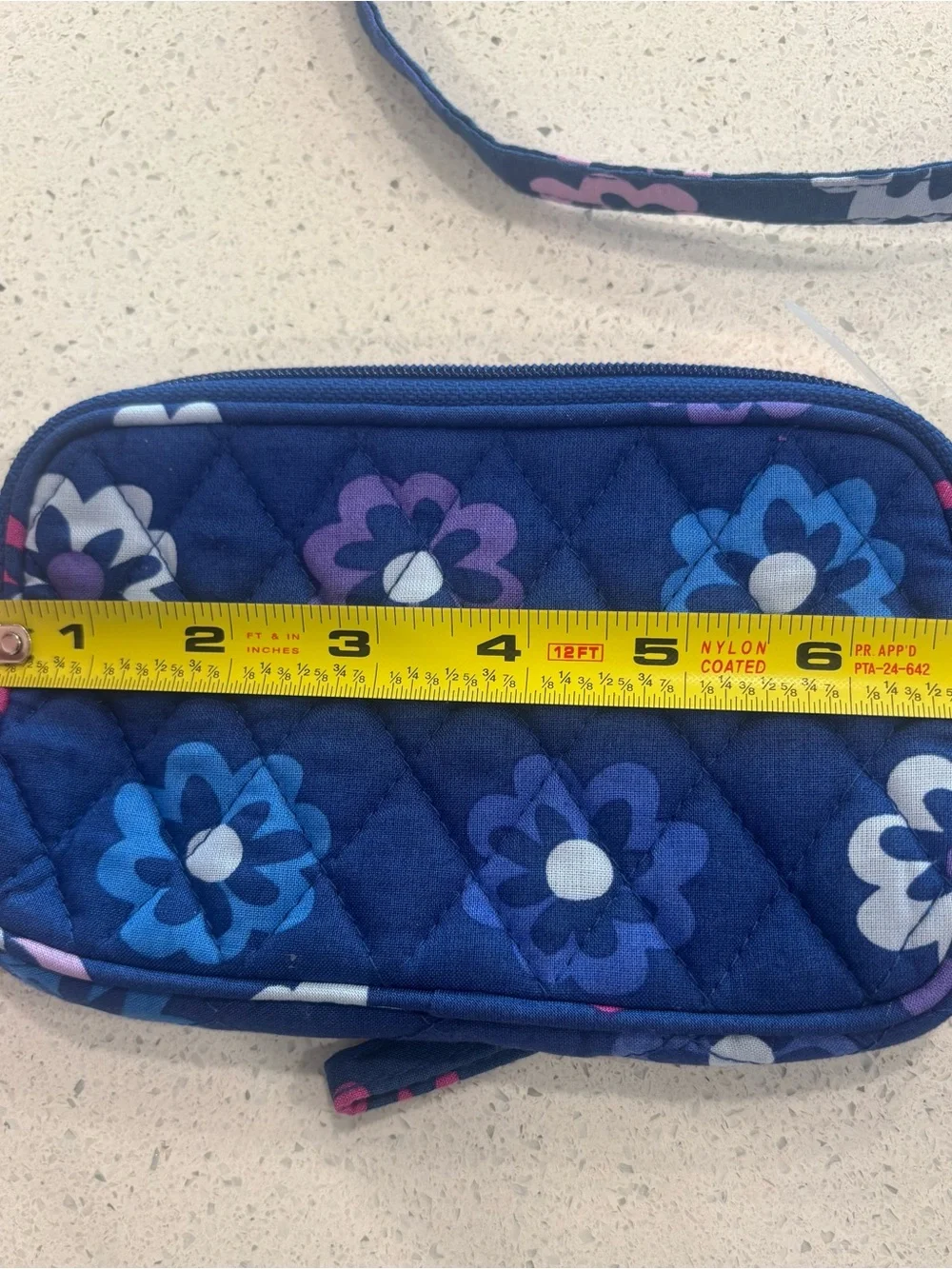 Vera Bradley Quilted Floral Crossbody Bag and Pouch in Navy “”Ellie Flowers”